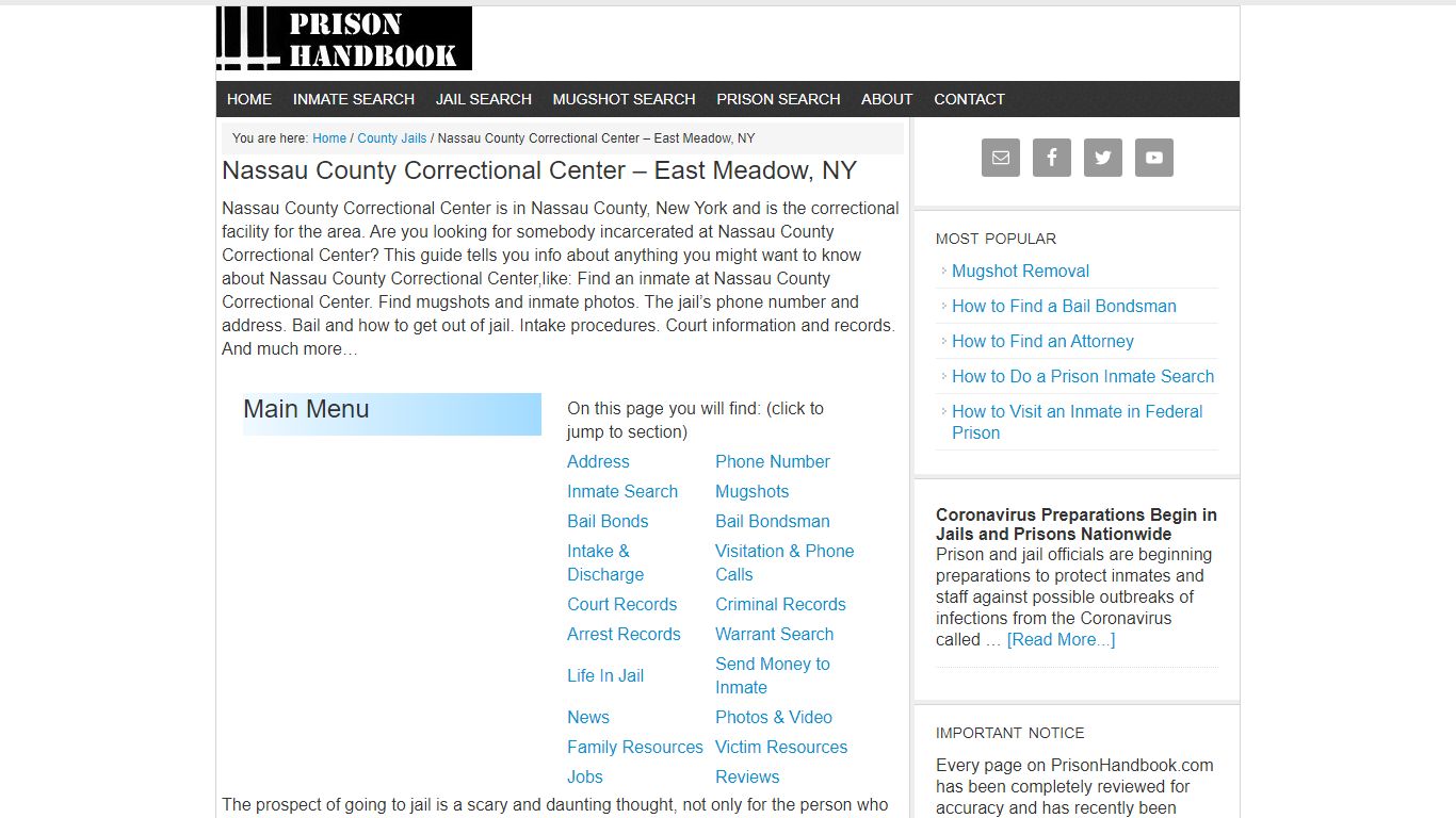 Nassau County Correctional Center – East Meadow, NY - Prison Handbook