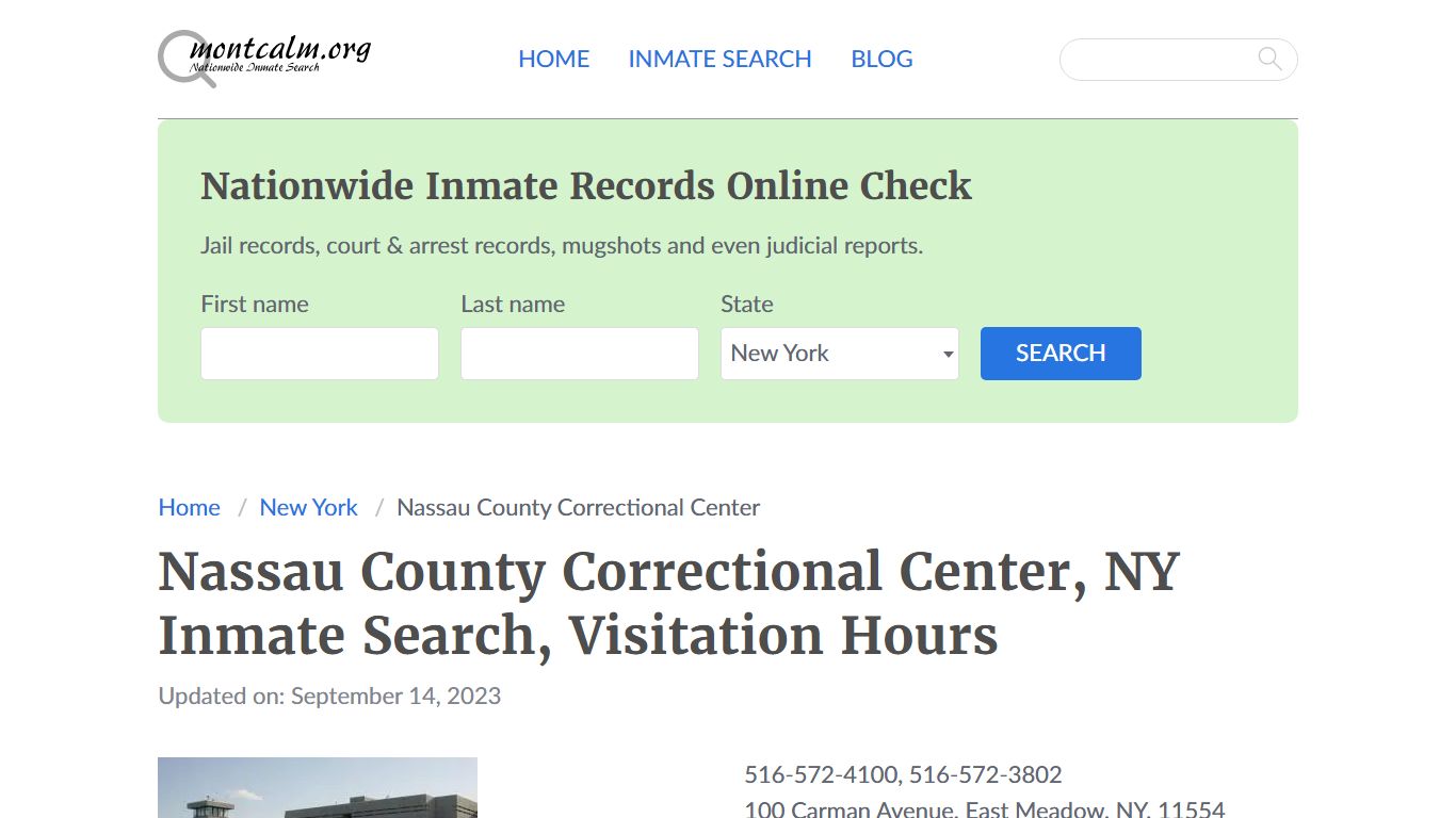 Nassau County Correctional Center, NY Inmate Search, Visitation Hours